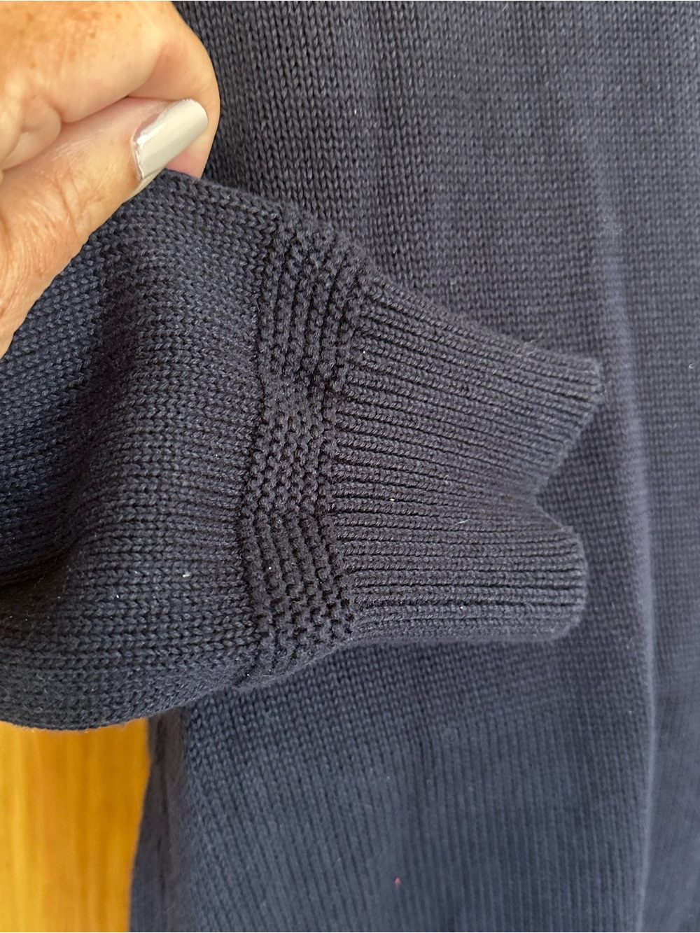 Lauren Jeans Co Navy Blue Button-Trim Rib-Knit Sweater Dress - Picture 9 of 10